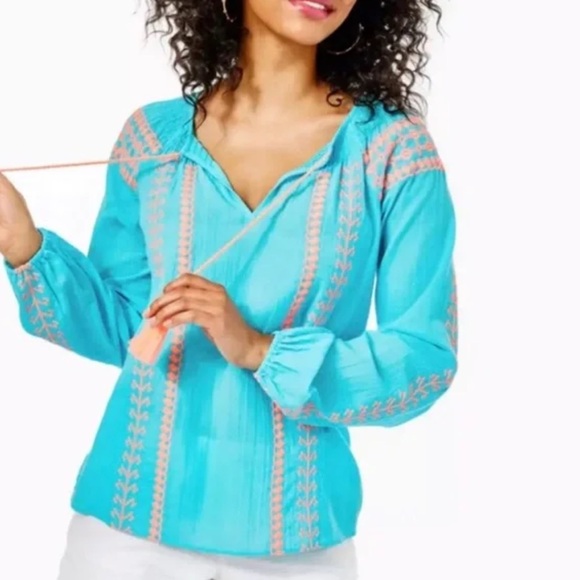 Lilly Pulitzer Women’s Bermuda Blu Lara Top. - Picture 3 of 12